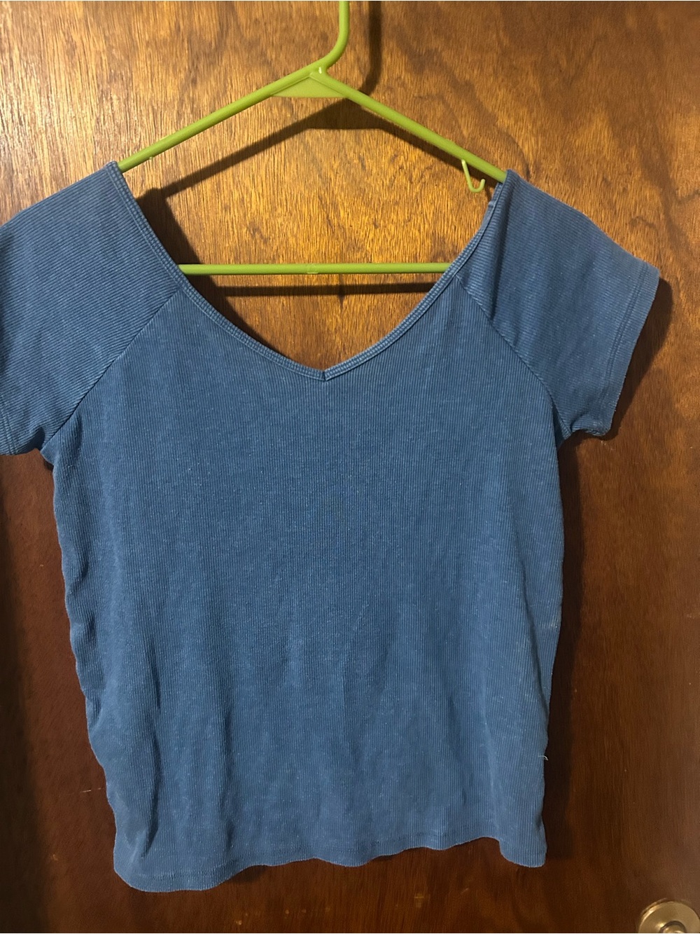 American Eagle Outfitters Blue Short Sleeve V-Neck Tee
